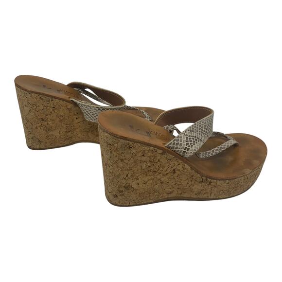 K. Jacques St Tropez Animal Print Slip On Wedges Sandals Size 9 - Picture 2 of 8